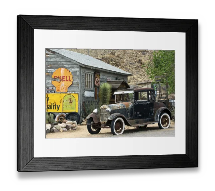 Framed Print : Old Ford vintage car along Route 66 at the General Store of the ghost town Hackberry in Arizona Framed Print : Old Ford vintage car along Route 66 at the General Store of the ghost town Hackberry in Arizona