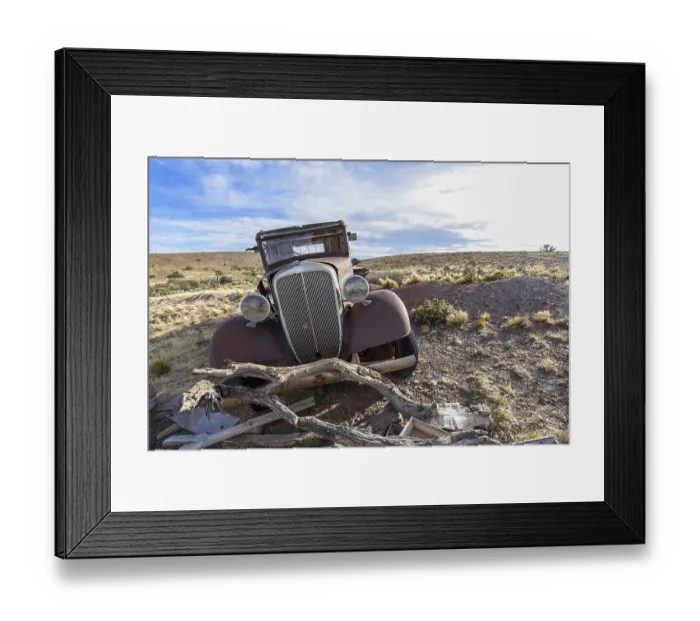 Framed Print : Pampa with old car on a farm in Bosques Petrificados de Jaramillo National Park Framed Print : Pampa with old car on a farm in Bosques Petrificados de Jaramillo National Park