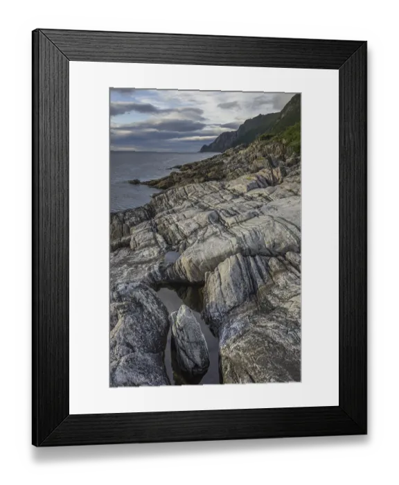 Framed Print : Rock structures on the coast near Husoy Framed Print : Rock structures on the coast near Husoy