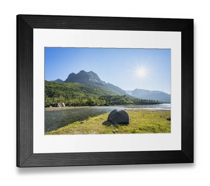 Framed Print : Tent by the lake Innerdalsvatna