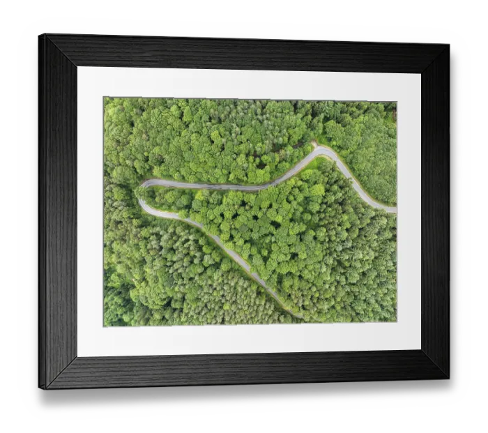 Framed Print : Aerial view, top down view, country road