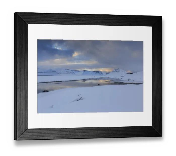 Framed Print : Fjord landscape, cloudy mood, quiet