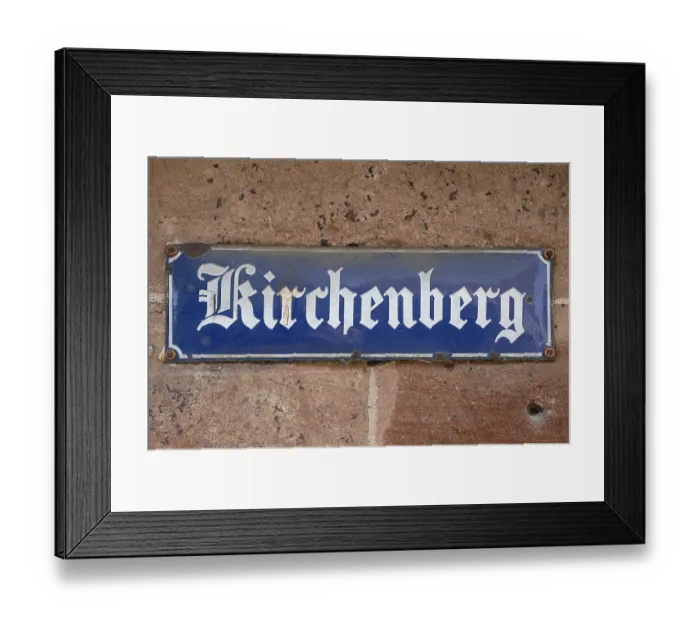 Framed Print : Historic street sign on Kirchenberg