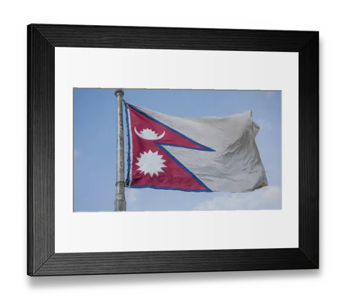 Framed Print : The flag of Nepal, fluttering in the wind