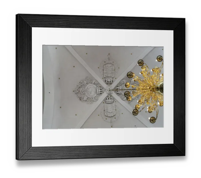 Framed Print : Coat of arms on the ceiling of the Evangelical Lutheran Church of the Saviour in front of Frelsers Kirke