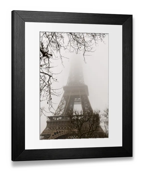 Framed Print : Eiffel Tower in fog, Tour Eiffel