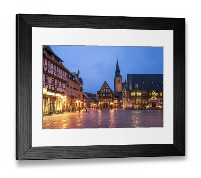 Framed Print : Market square with town hall and market church St Framed Print : Market square with town hall and market church St