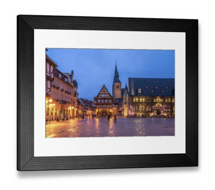 Framed Print : Market square with town hall and market church St Framed Print : Market square with town hall and market church St