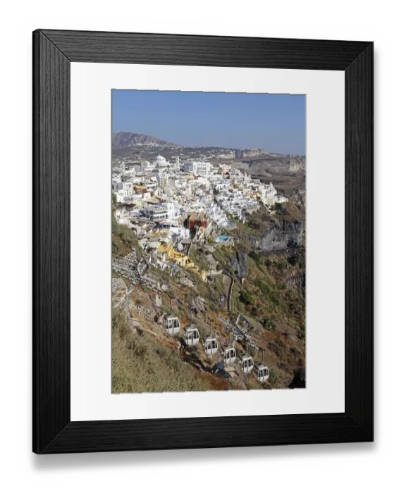Framed Print : Cable car, Thira, Santorini, Cyclades
