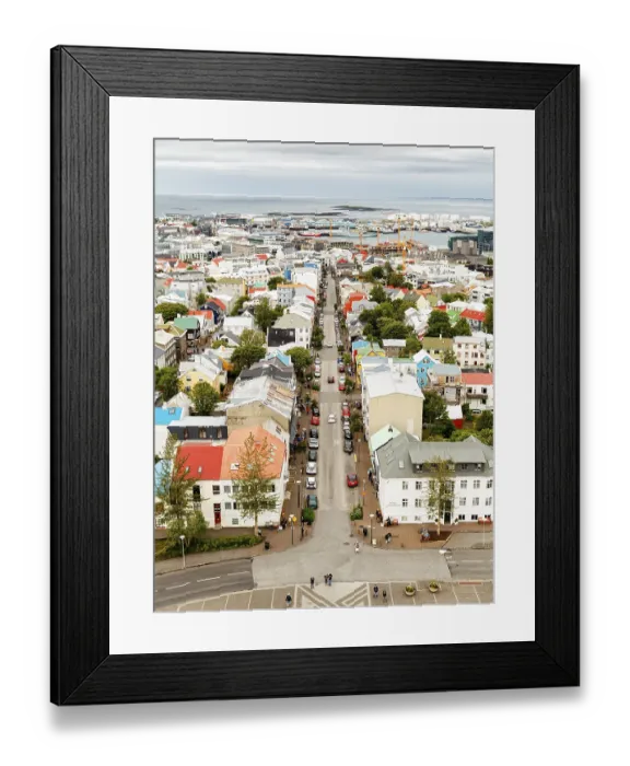 Framed Print : View of Laugavegur shopping street