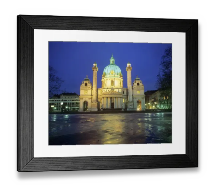 Framed Print : Church Karlskirche at dusk - Vienna - Austria