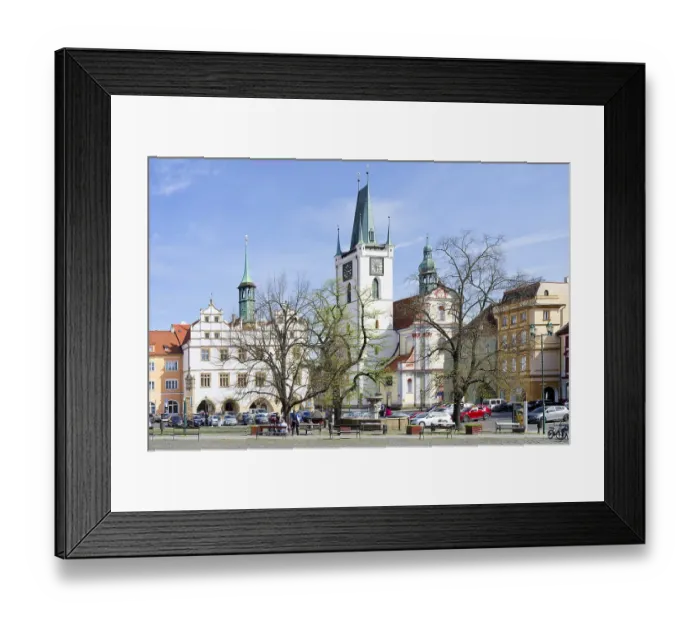 Framed Print : Litomerice old town hall converted into a Museum and the Church of All Saints Framed Print : Litomerice old town hall converted into a Museum and the Church of All Saints