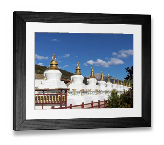 Framed Print : The 13 White Stupas of Deqin, Pagodas in the Highlands of Eastern Tibet