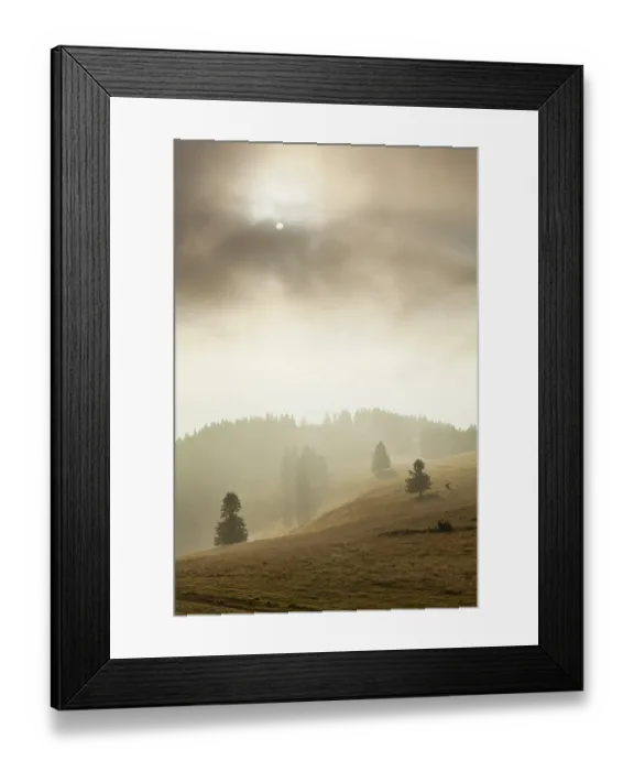 Framed Print : Landscape in the mist, Belchen Framed Print : Landscape in the mist, Belchen