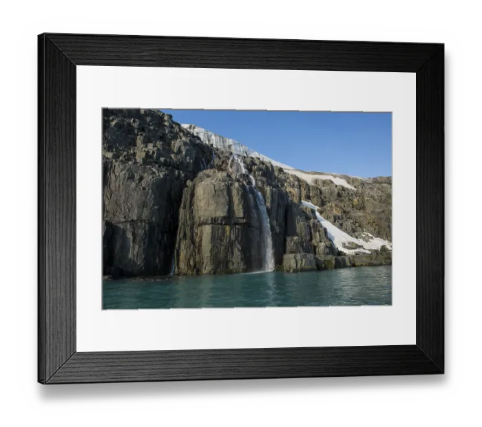 Framed Print : Waterfall in a glacier on Alkefjellet Framed Print : Waterfall in a glacier on Alkefjellet