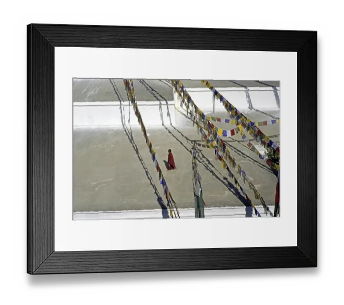 Framed Print : Novice walking around shrine in Bodnath