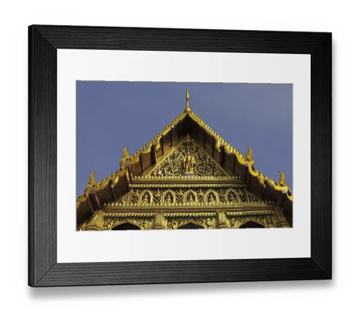 Framed Print : Tympanum and Chofah (Sky Tassel) at Hor Monthien Dharma