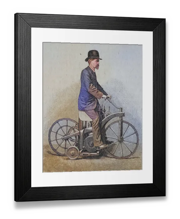 Framed Print : Seated bike with Daimler engine Framed Print : Seated bike with Daimler engine