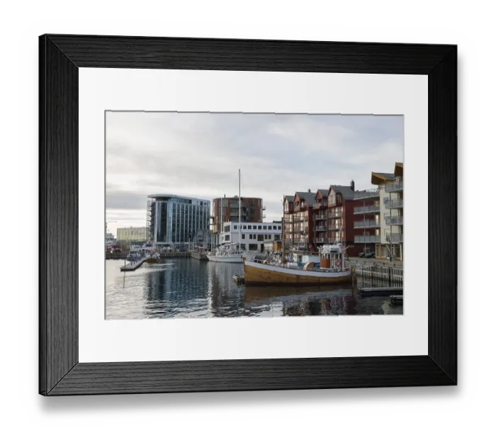 Framed Print : Fishing boat in the harbor of Svolvaer
