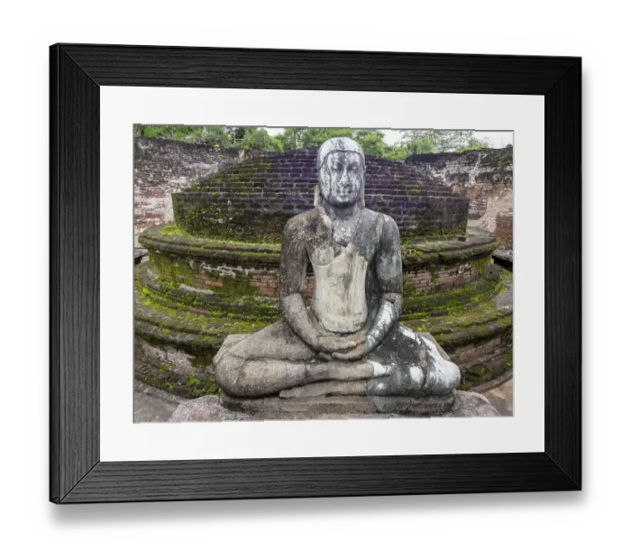 Framed Print : Sitting Buddha in the temple of Polonnaruwa