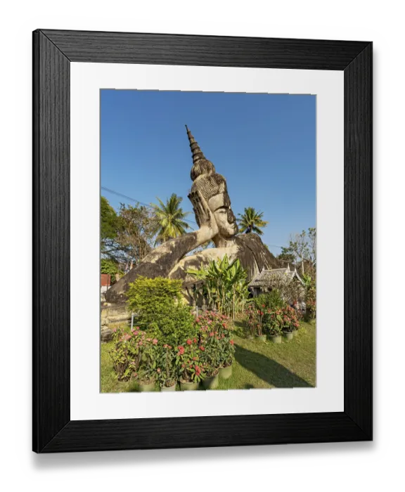 Framed Print : Reclining Buddha statue at Xieng Khuan Buddha Park