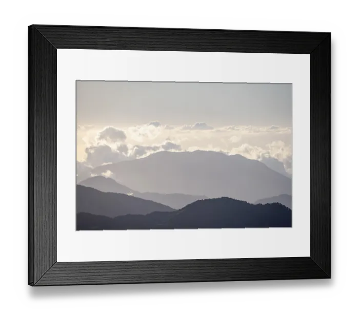 Framed Print : View of hills with cloud forest