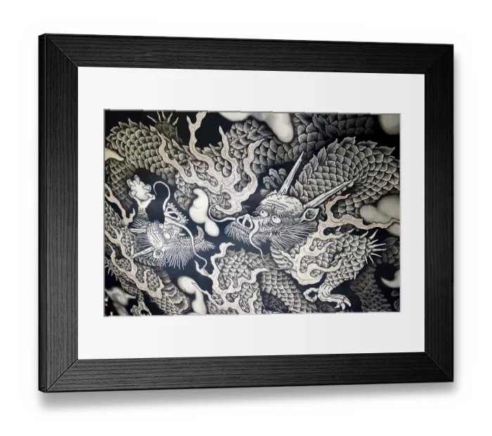 Framed Print : Twin Dragon Painting, ceiling paintings by artist Koizumi Junsaku