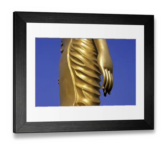 Framed Print : Standing buddha statue, detail
