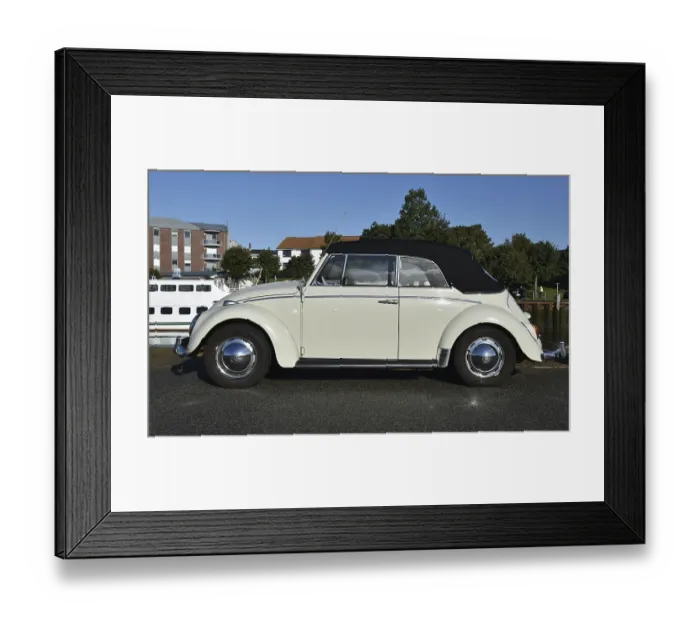 Framed Print : Vintage car, VW Beetle convertible at vintage car meeting in Buesum Framed Print : Vintage car, VW Beetle convertible at vintage car meeting in Buesum