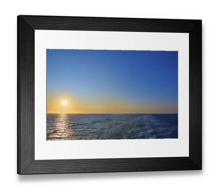 Framed Print : View from the cruise ship at sunrise at the stern of the ship onto the stern waves