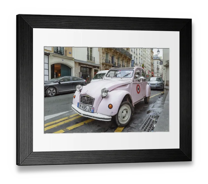 Framed Print : Cult car Citroen 2CV, Saint-Germain-des-Pres Framed Print : Cult car Citroen 2CV, Saint-Germain-des-Pres