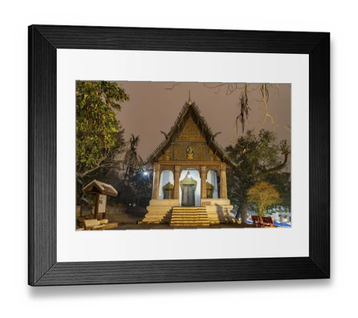 Framed Print : The Wat Pahouak temple in Luang Prabang at dusk Framed Print : The Wat Pahouak temple in Luang Prabang at dusk