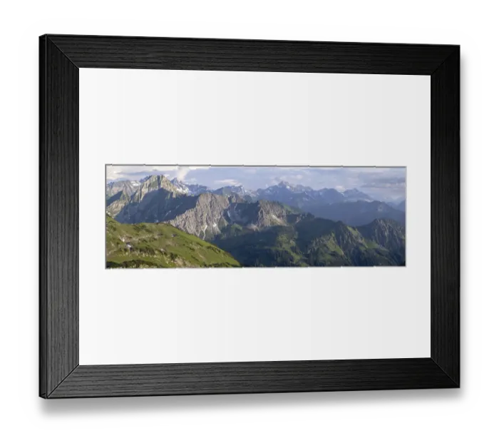 Framed Print : Panorama at sunset from Zeigersattel to Hoefats 2259m Framed Print : Panorama at sunset from Zeigersattel to Hoefats 2259m