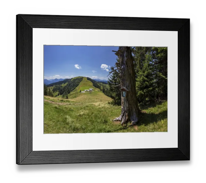 Framed Print : Wayside shrine with view to Oberwiesalm and Loibersbacher Hoehe