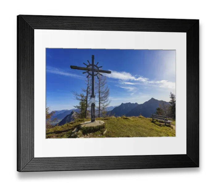 Framed Print : Summit cross on the Hochthron Postalm
