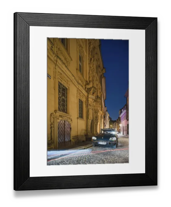 Framed Print : Stadtpalais Boettingerhaus and vintage Citroen DS at dusk Framed Print : Stadtpalais Boettingerhaus and vintage Citroen DS at dusk