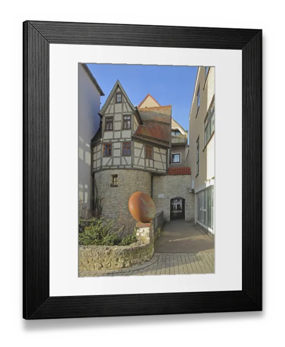 Framed Print : Tuermle, town tower built in the 14th century with historic town fortifications