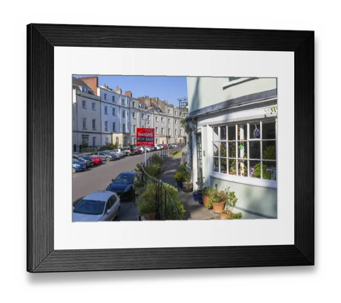 Framed Print : Haighs estate agent sign property for sale