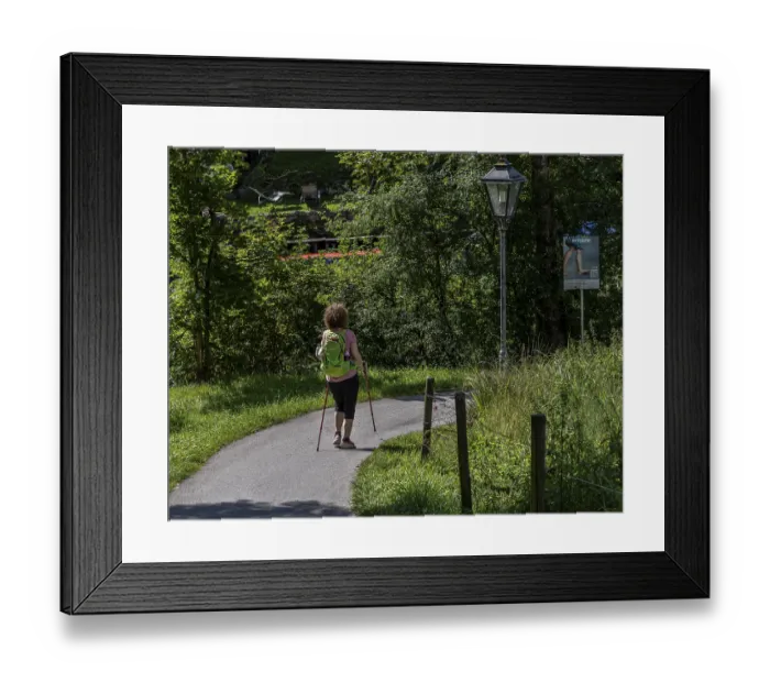 Framed Print : Cyclists and hikers on a circular route on Lake Tegernsee