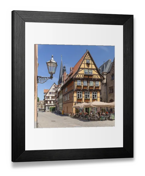 Framed Print : Cafe am Marktplatz, Quedlinburg Framed Print : Cafe am Marktplatz, Quedlinburg