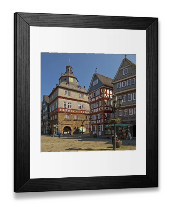 Framed Print : Town hall with half-timbered houses at Buttermarkt Framed Print : Town hall with half-timbered houses at Buttermarkt