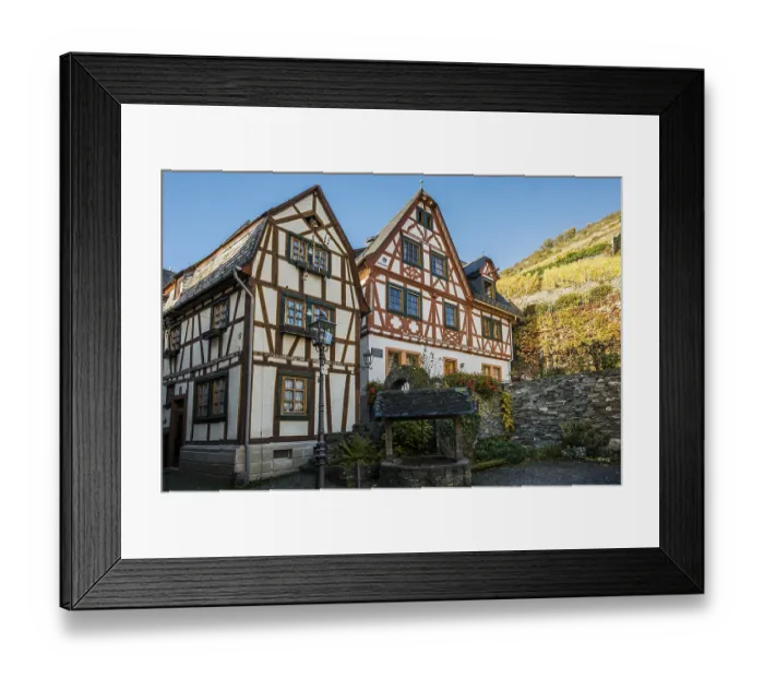Framed Print : Historic half-timbered houses, Bacharach