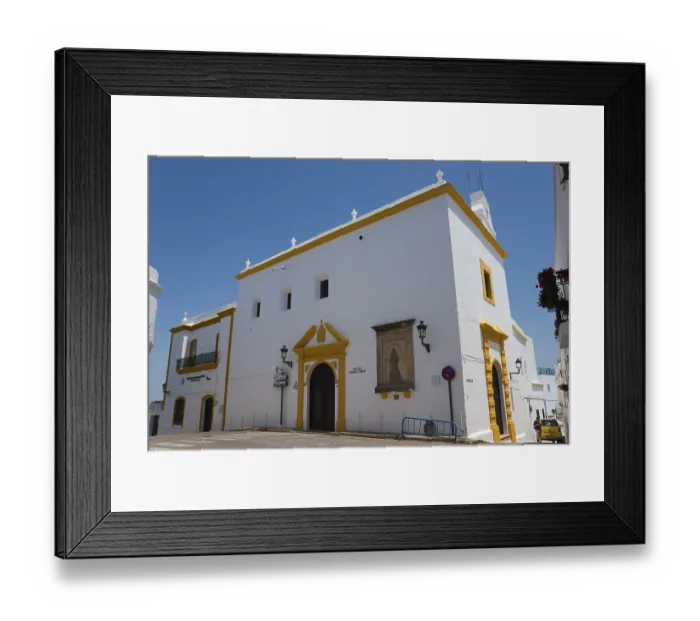 Framed Print : White church with yellow details