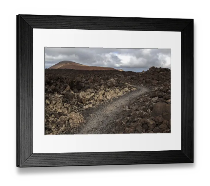 Framed Print : Path through a lava field, volcanic landscape
