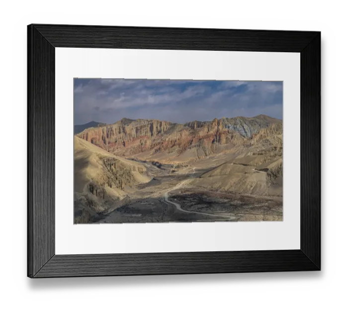 Framed Print : Eroded mountain landscape in the Kingdom of Mustang Framed Print : Eroded mountain landscape in the Kingdom of Mustang