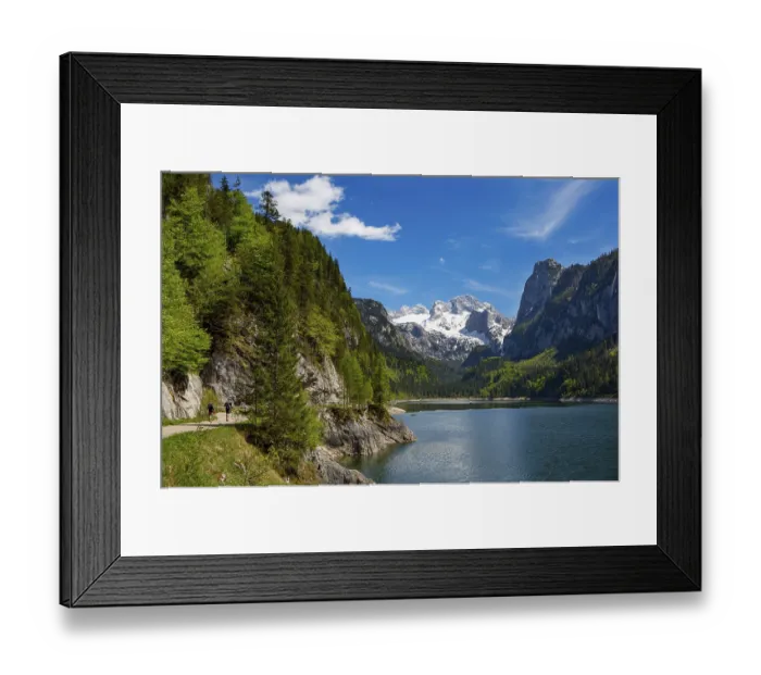 Framed Print : Hiking trail at the Gosausee, Dachstein massif Framed Print : Hiking trail at the Gosausee, Dachstein massif
