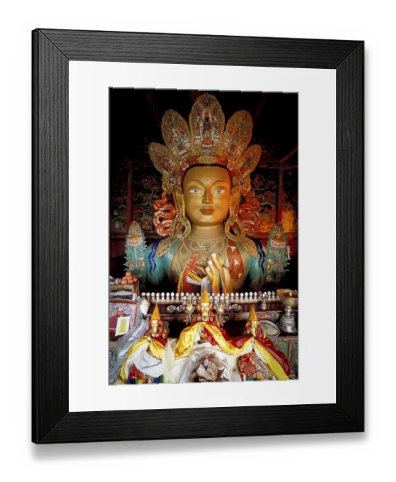 Framed Print : Buddha statue, Maitreya, Yellow Hat Tikse