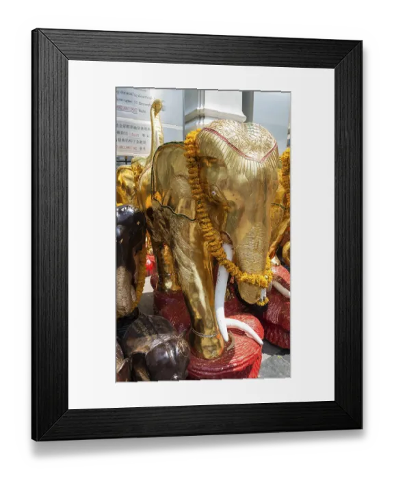 Framed Print : Gold-plated elephant in a temple Framed Print : Gold-plated elephant in a temple