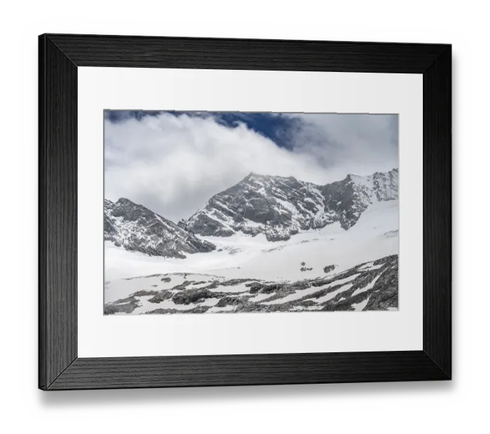 Framed Print : Glaciated mountain peaks, Hoher Weiszint with Schlegeiskees glacier