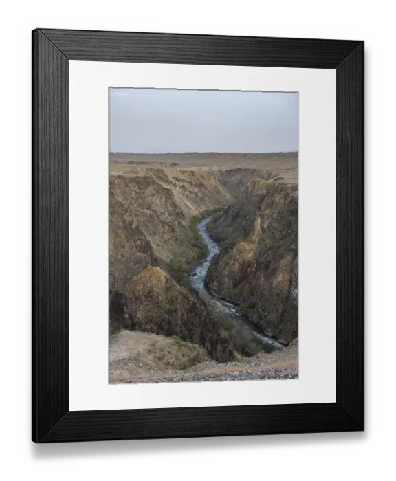 Framed Print : Aerial of the Charyn gorge and river